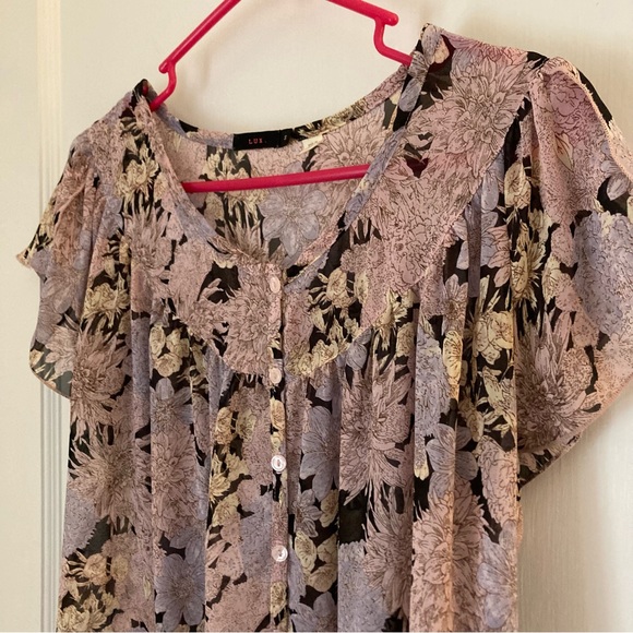 Urban Outfitters | Lux Floral Sheer Blouse Size S - Picture 3 of 7